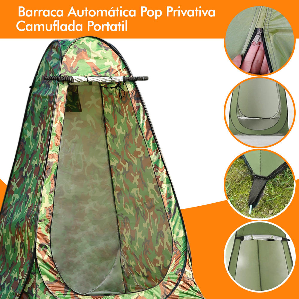 Tenda Pop Up Automatica portatil Banheiro Camping Camuflada