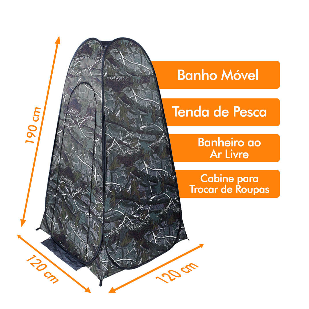 Tenda Pop Up Automatica portatil Banheiro Camping Camuflada