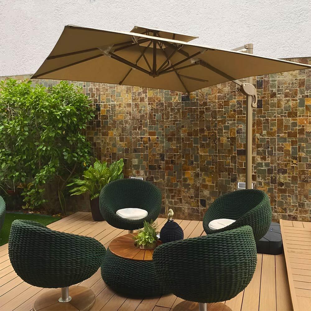 Ombrelone Guarda Sol Premium Alumínio Cáqui 3x3m C/ Base de 120L