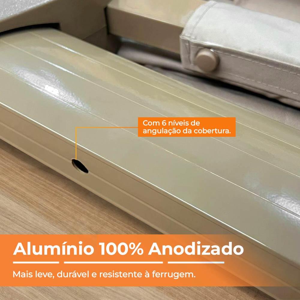 Ombrelone Guarda Sol Premium Alumínio Cáqui 3x3m C/ Base de 120L