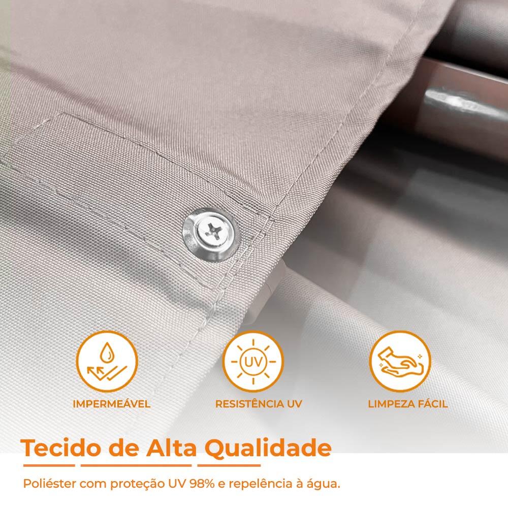Ombrelone Guarda Sol Premium Alumínio Cáqui 3x3m C/ Base de 120L